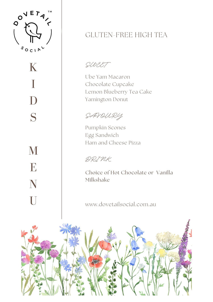 Kids Only Dine-In High Tea at Dovetail Social (Gluten Free)