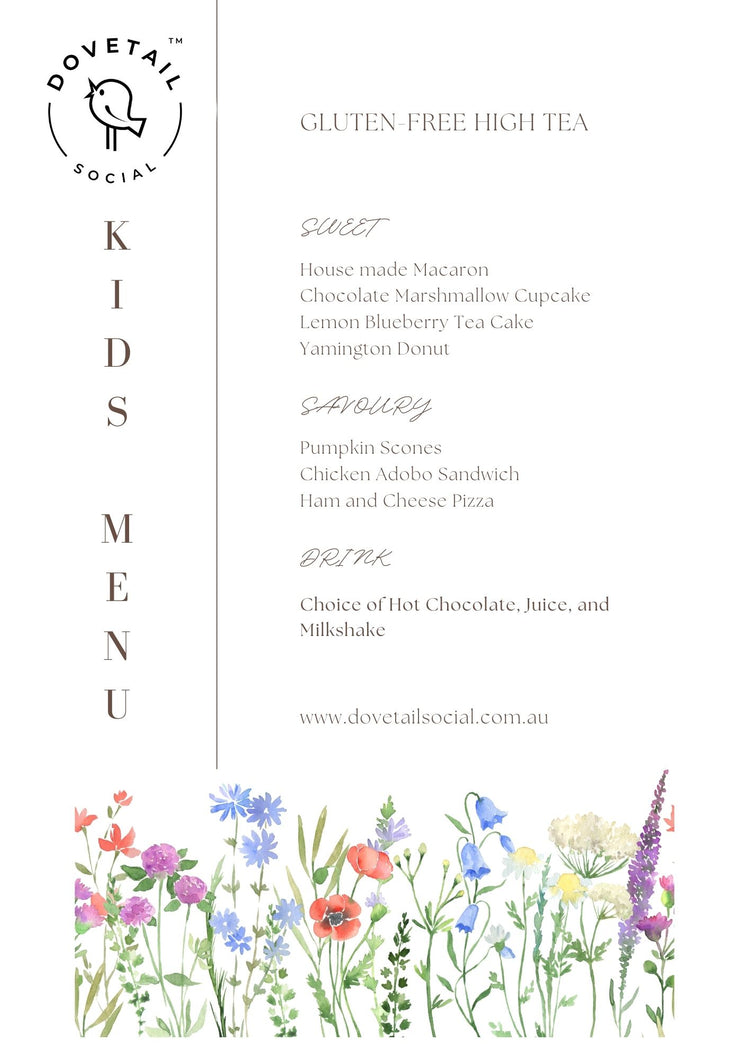 Kids Only Dine-In High Tea at Dovetail Social (Gluten Free)