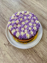 Load image into Gallery viewer, Ube (purple yam) Leche Flan (creme caramel) with cream cheese Cake